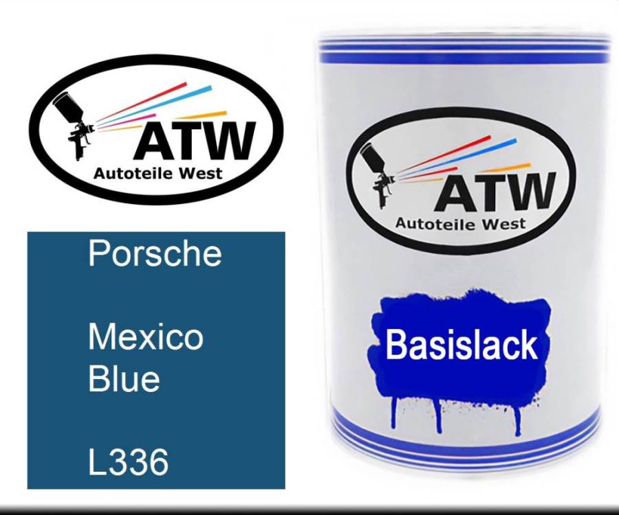 Porsche, Mexico Blue, L336: 500ml Lackdose, von ATW Autoteile West.